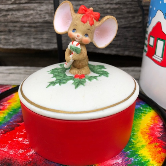 Christmas Vintage Mouse lot Xmas mice decor ornament 90s 80s a 7pc mixed lot β€οΈπ - Picture 7 of 12